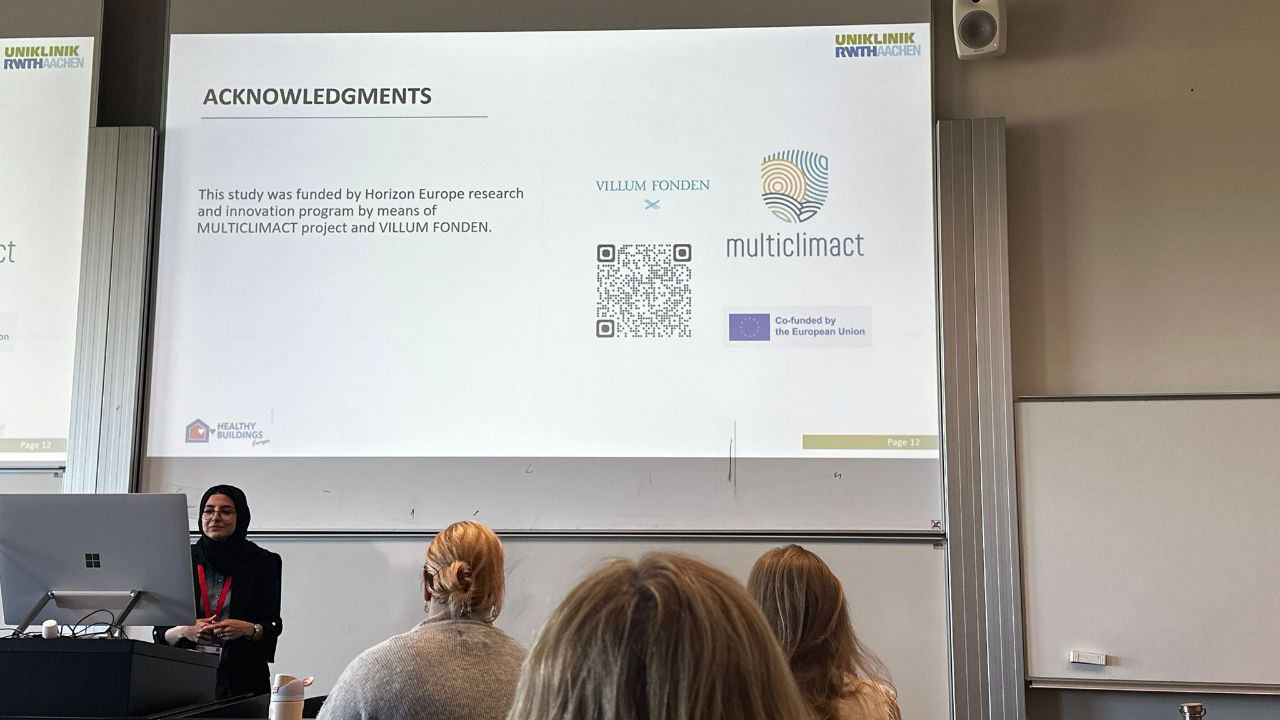 Mina Moayyedi presenting at the HEALTHY BUILDINGS 2025 in Reykjavík, Iceland.